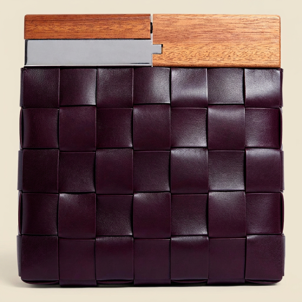 BV Snap Clutch — Burgundy Mogano