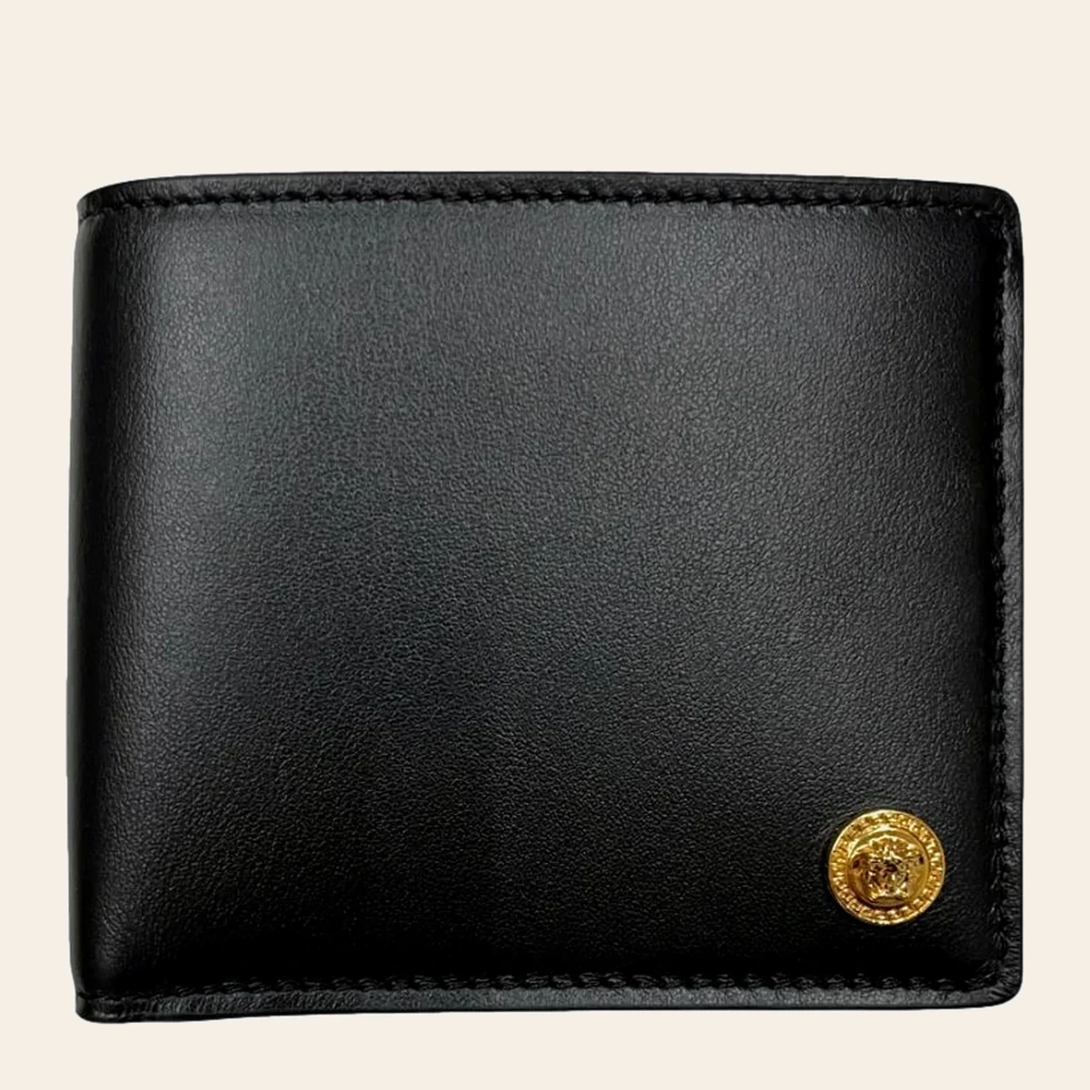 Versace La Medusa Bifold Wallet — Black Calfskin